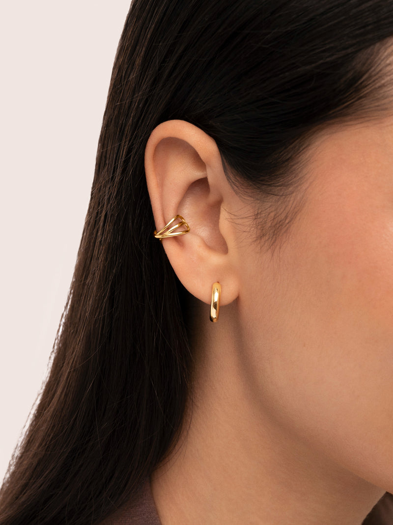  Triple Cross Ear Cuff Einzelner Ohrring, vergoldet 