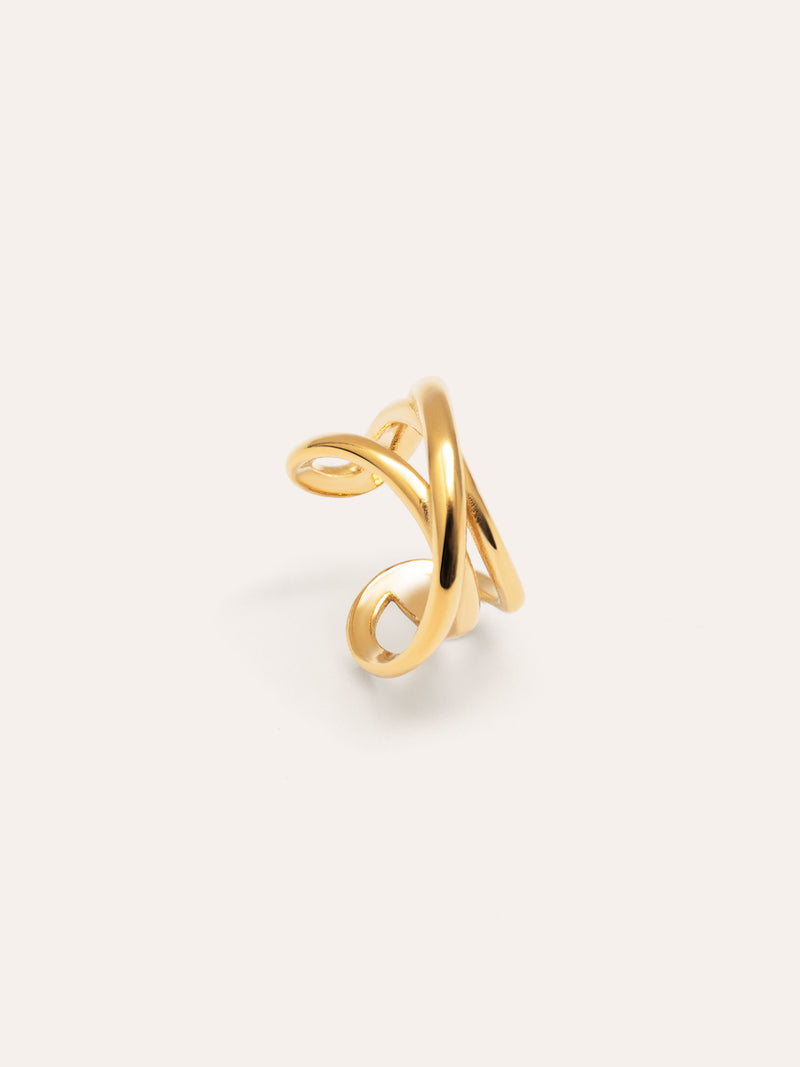  Triple Cross Ear Cuff Einzelner Ohrring, vergoldet 
