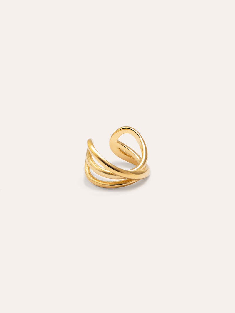  Triple Cross Ear Cuff Einzelner Ohrring, vergoldet 
