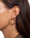 Tube Stainless Steel Gold Hoop Earring 