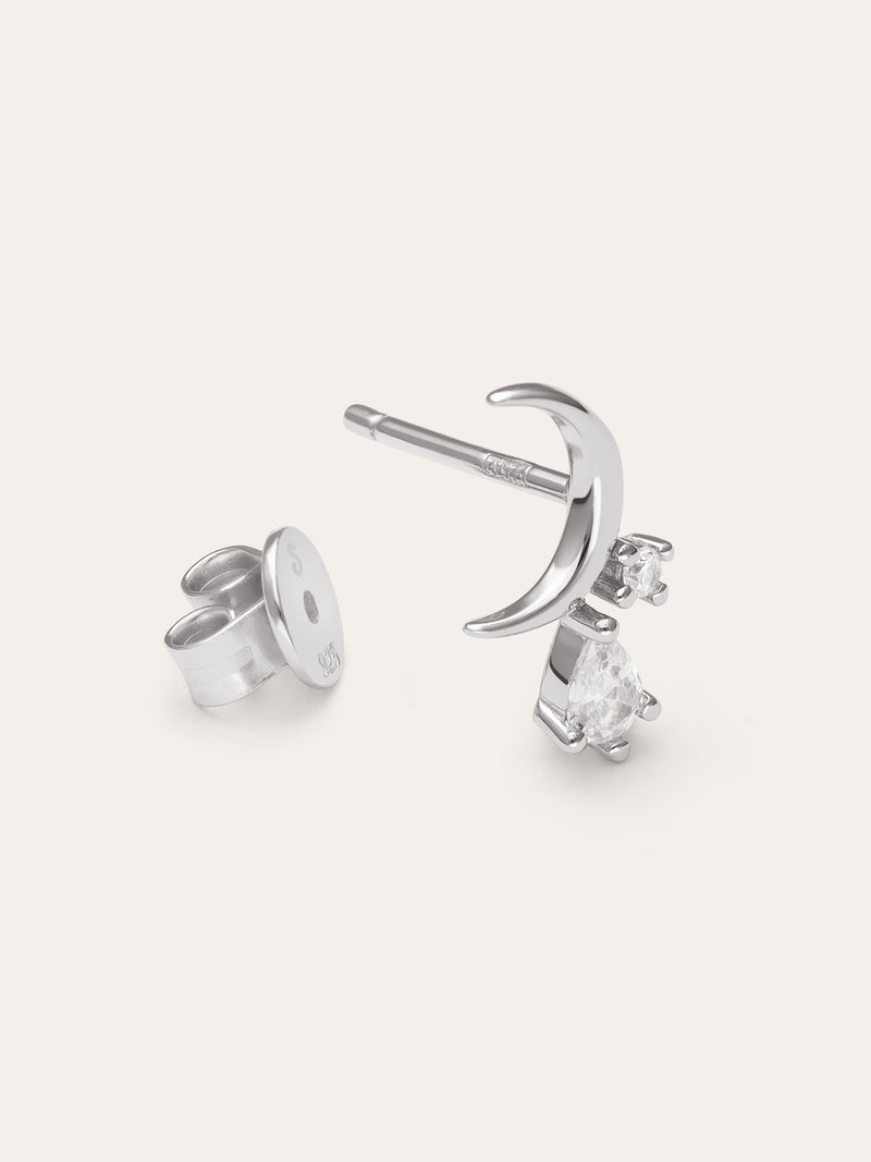 Pendiente Suelto Luna Spark Plata