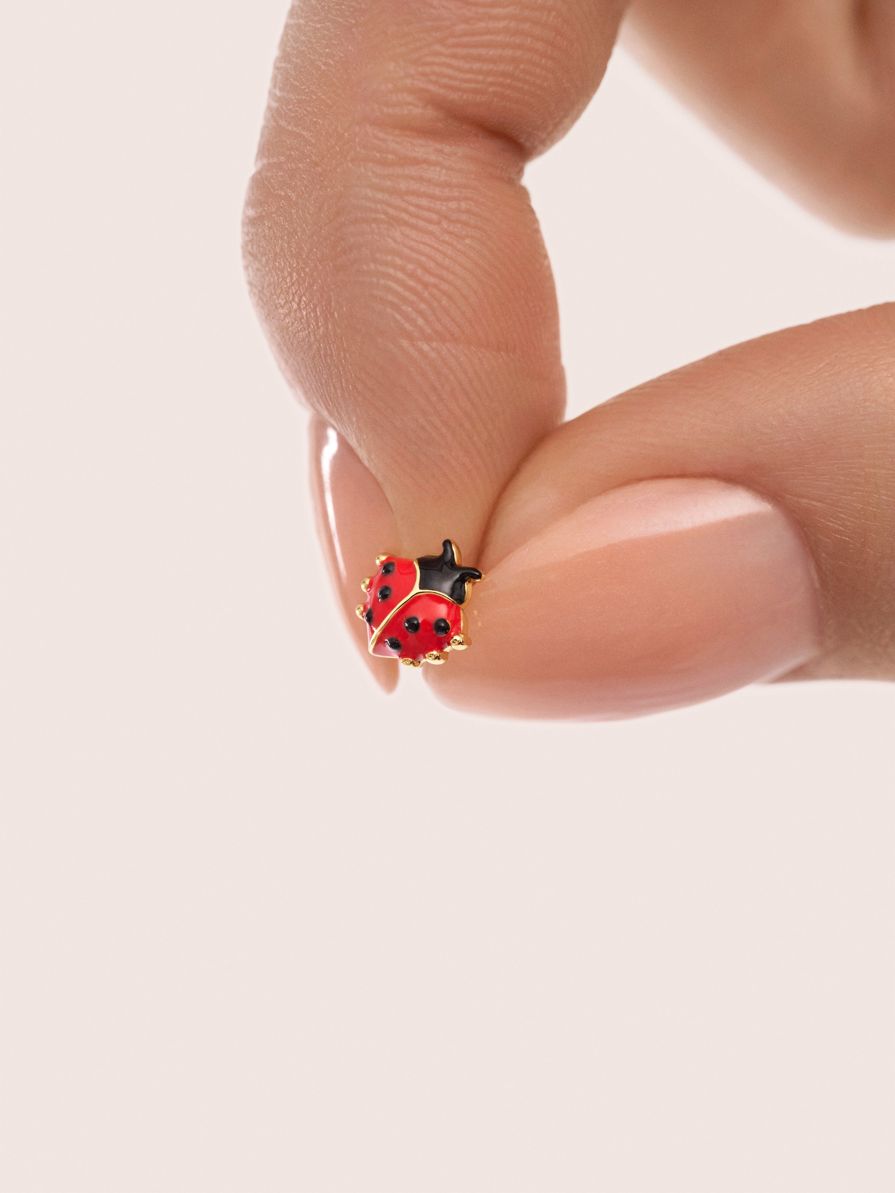 Pendiente Suelto Mariquita Plata Baño Oro