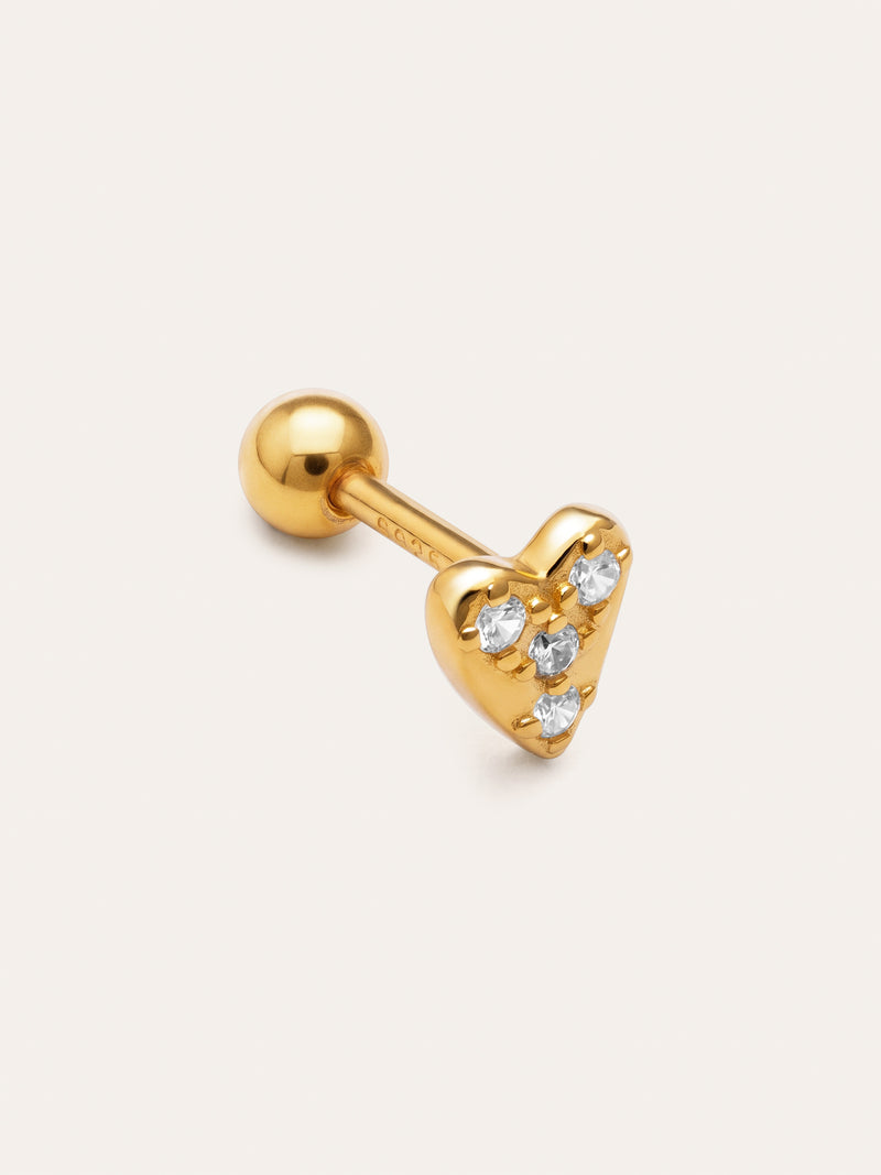 Pendiente Suelto Mini Corazón Spark Plata Baño Oro