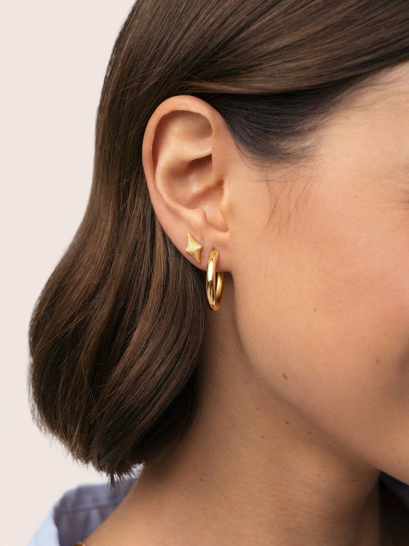 Boucle D’oreille à L’unité Organic Star Spark Argent Plaqué Or