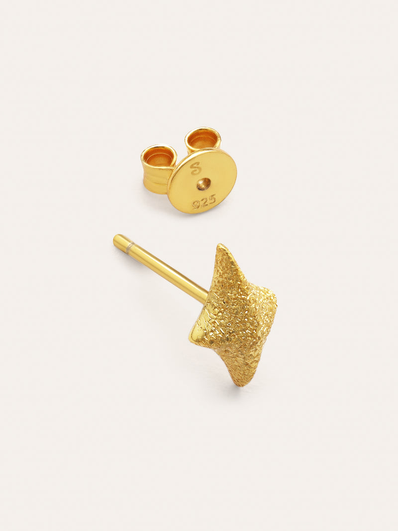 Boucle D’oreille à L’unité Organic Star Spark Argent Plaqué Or