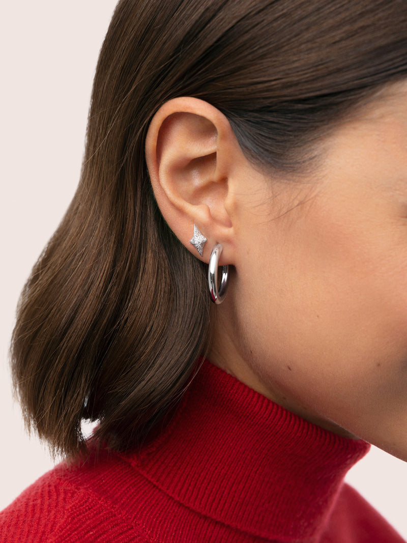 Boucle D’oreille à L’unité Organic Star Spark Argent