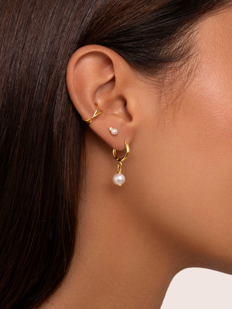 Aretes Pearl Plata Baño Oro
