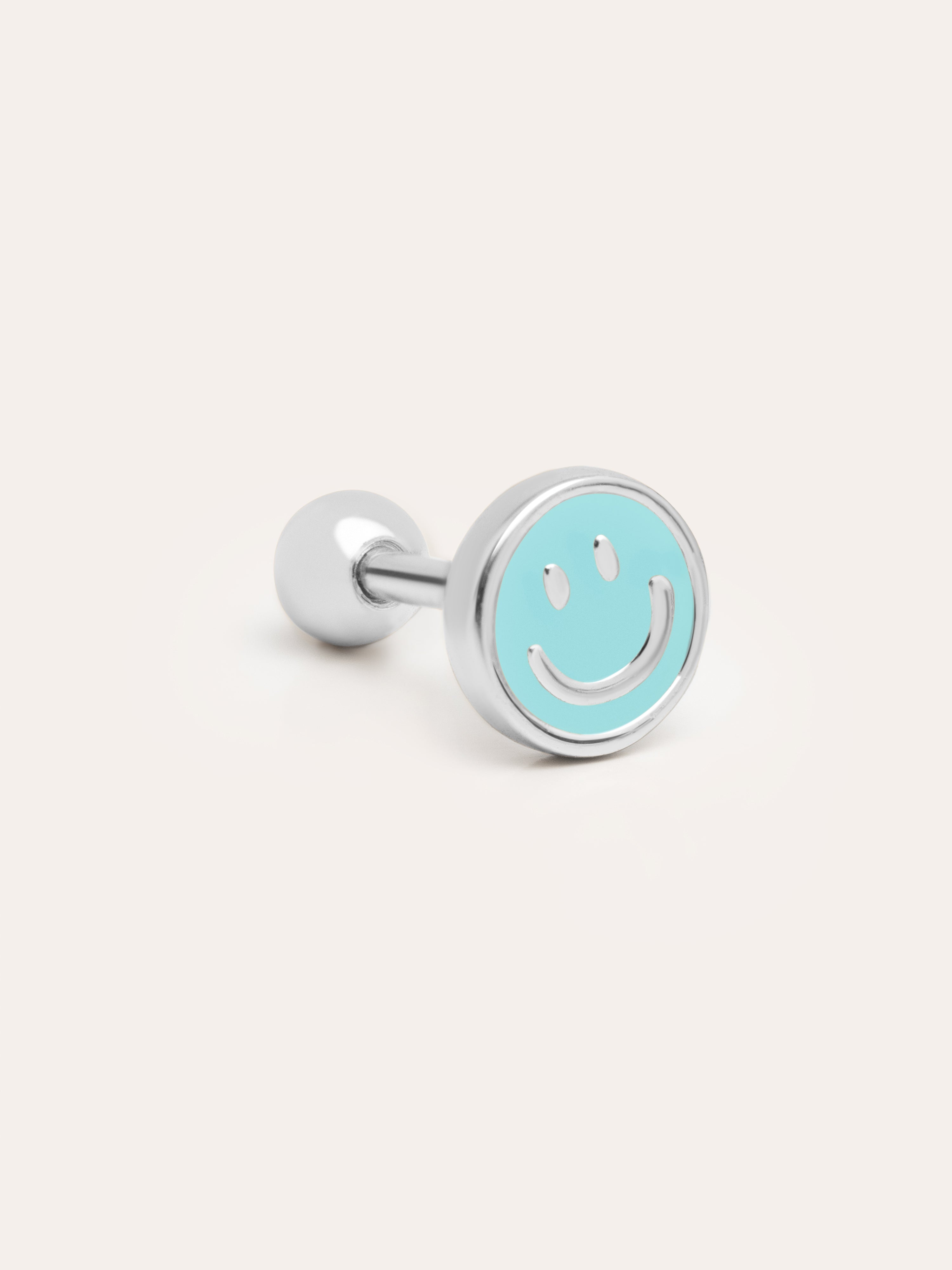 Pendiente Suelto Smiley Sky Enamel Plata