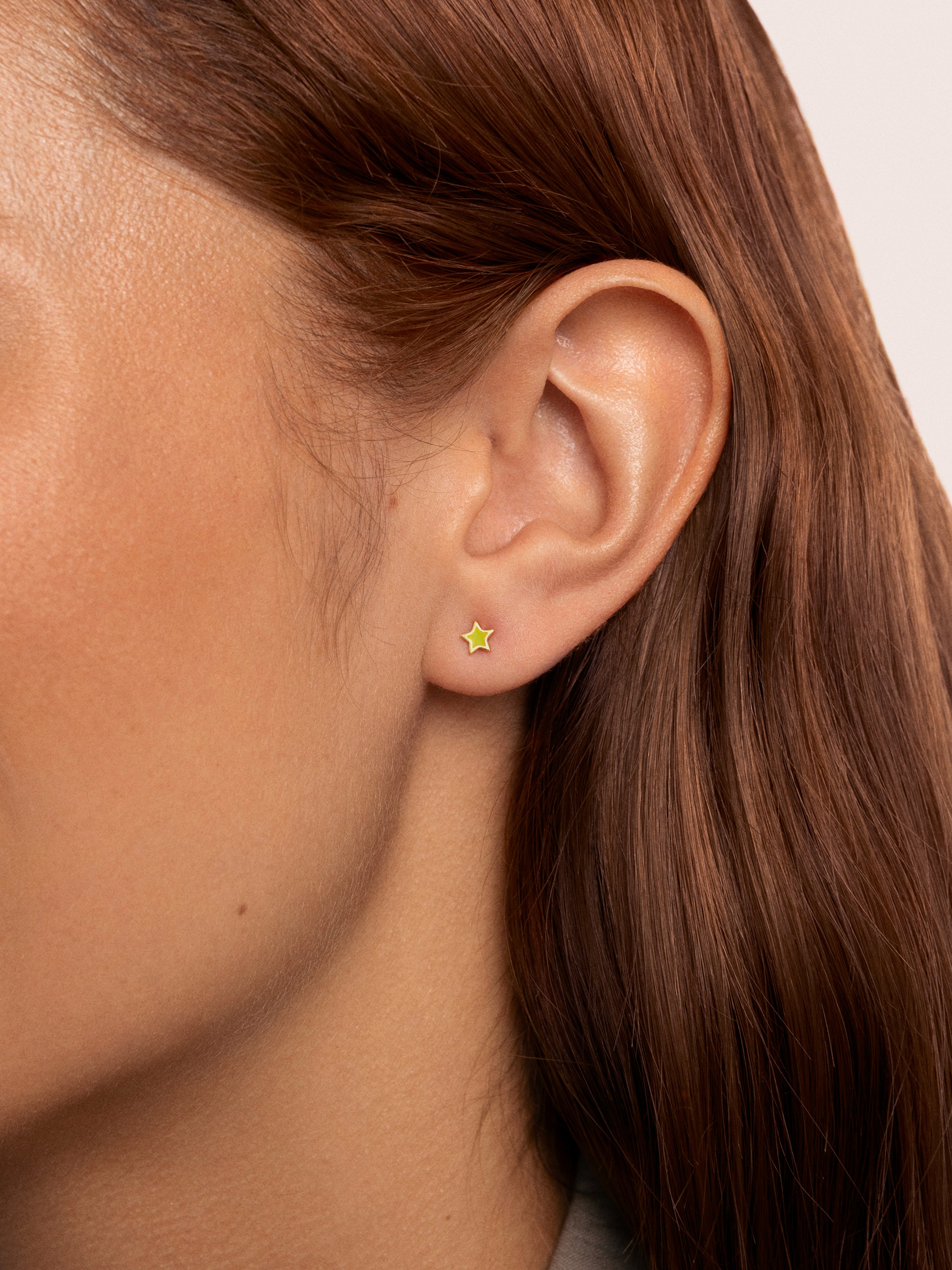 Star Enamel Gold Single Earring