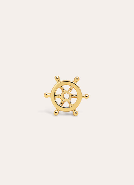 Ship wheel Gold Single Earring