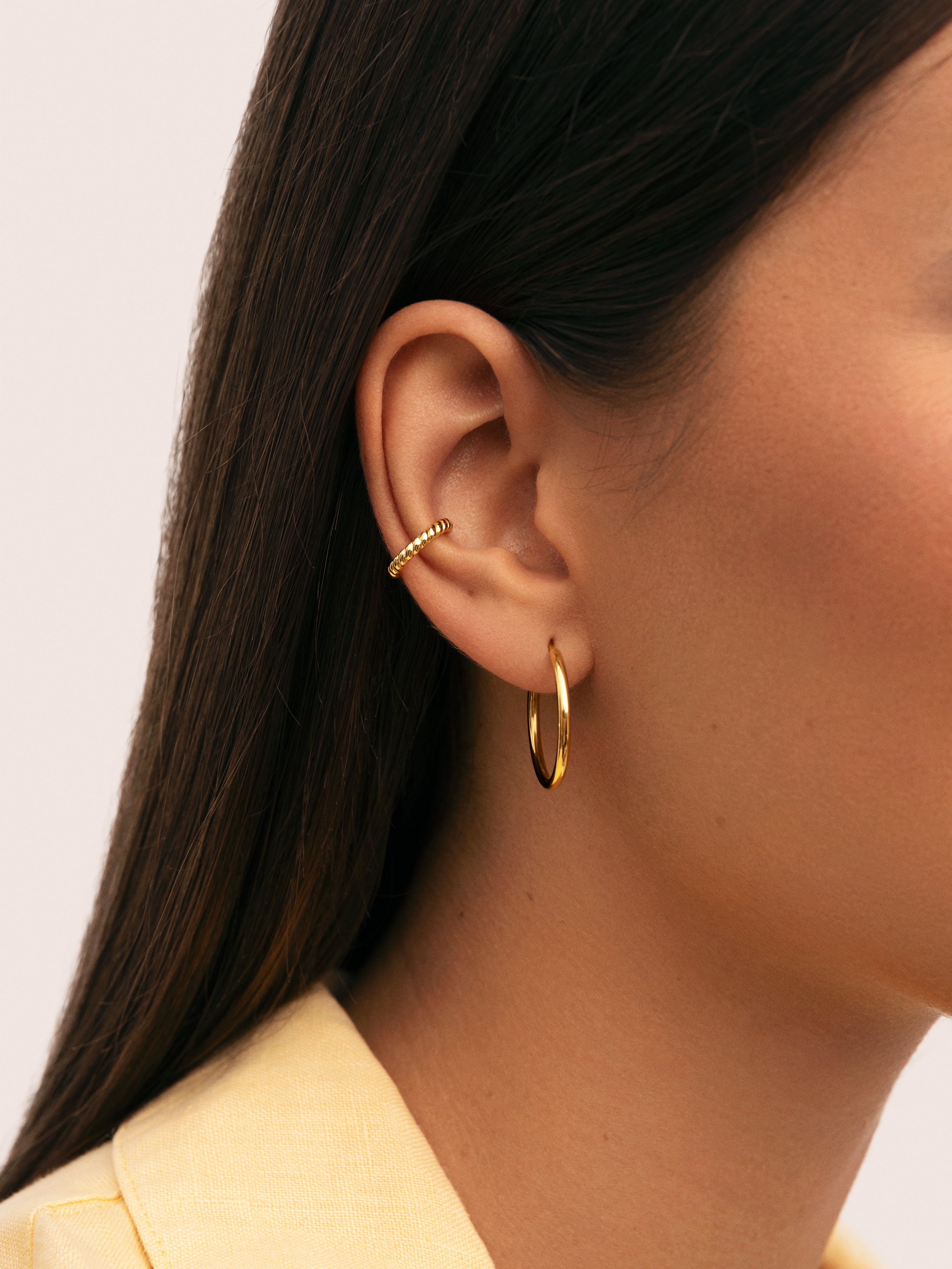 Pendiente Suelto Ear Cuff Tressia Plata Baño Oro