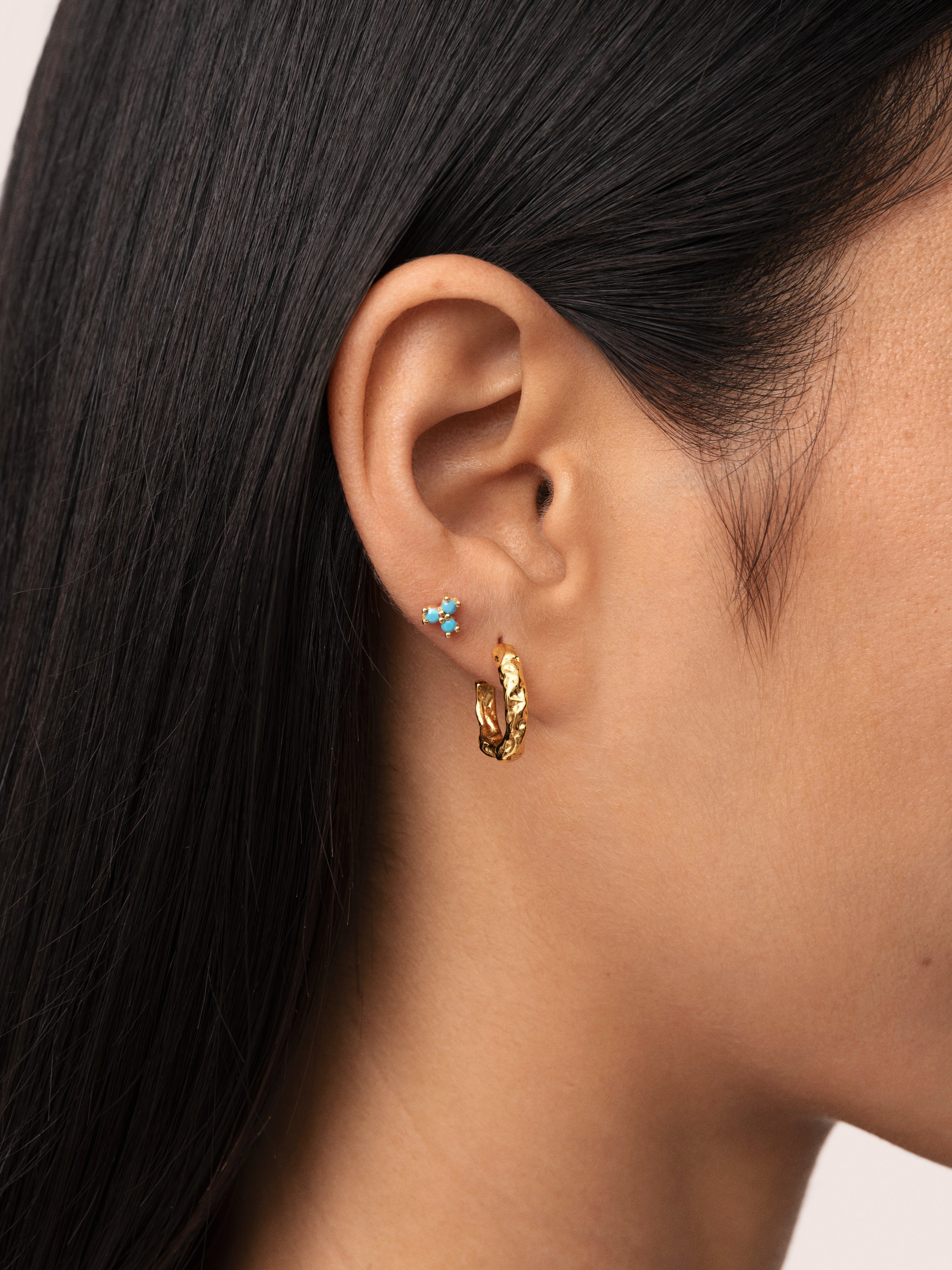 Turquoise Clover Gold Single Earring