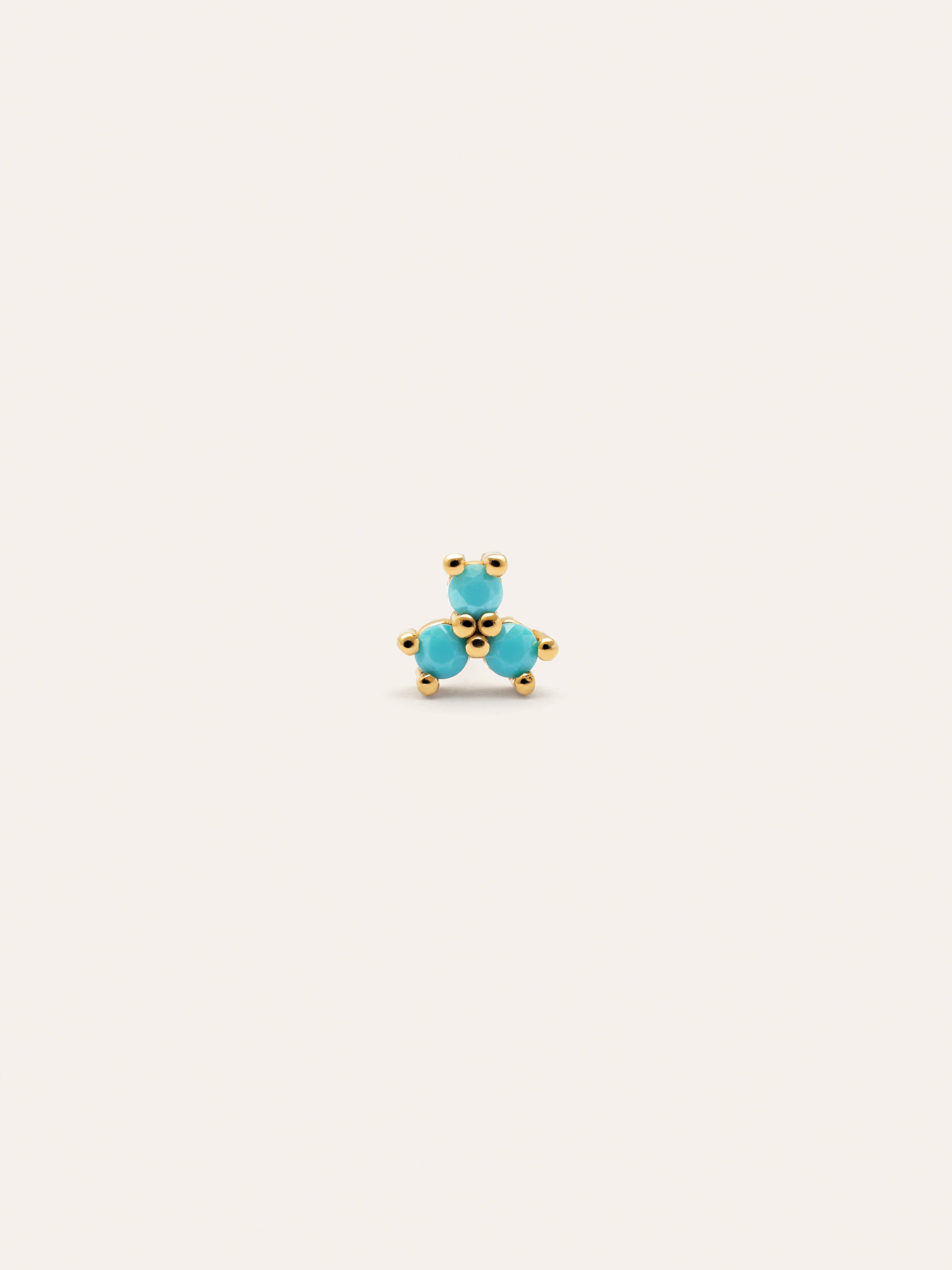 Turquoise Clover Gold Single Earring