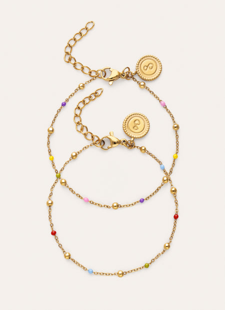 Freundschaftsarmbänder 2er-Set Edelstahl vergoldet