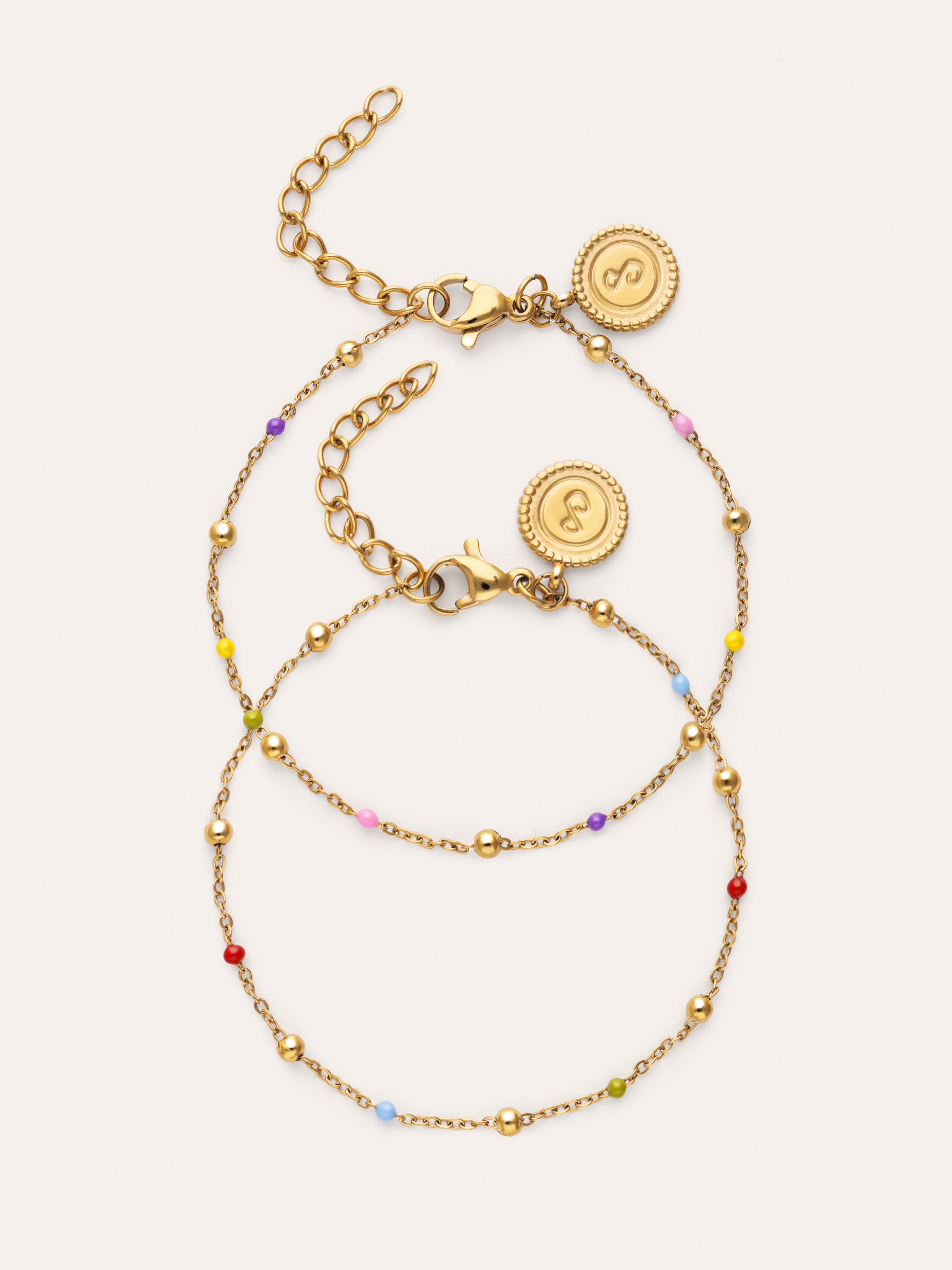 Freundschaftsarmbänder 2er-Set Edelstahl vergoldet