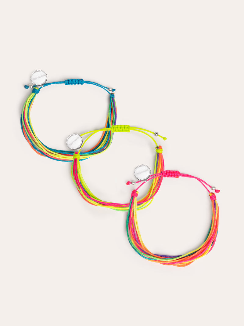 3er-Set Neon Rainbow Fruits Armbänder, Edelstahl