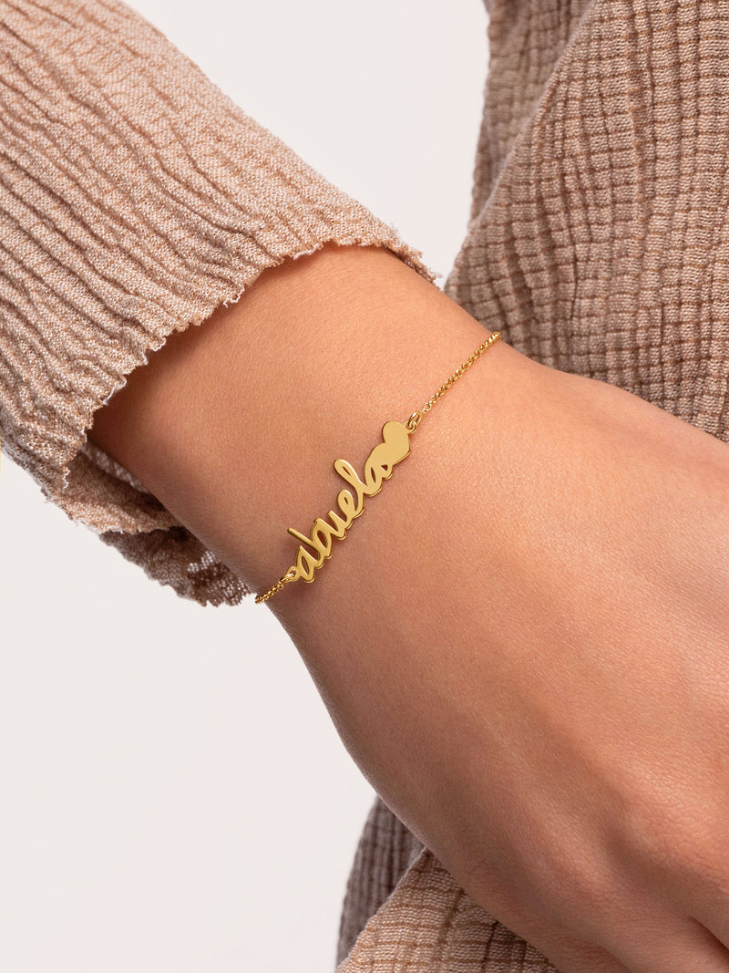 Abuela Heart Armband Silber, vergoldet