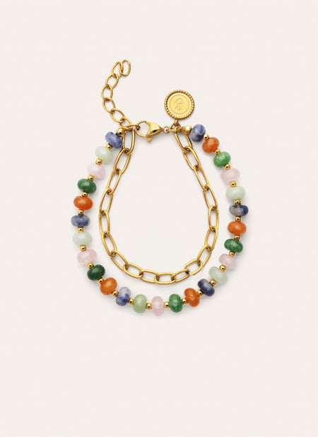 Pulsera Alpine Stones Acero Baño Oro