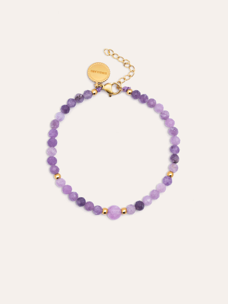  Amulet Amethyst Armband  Edelstahl vergoldet
