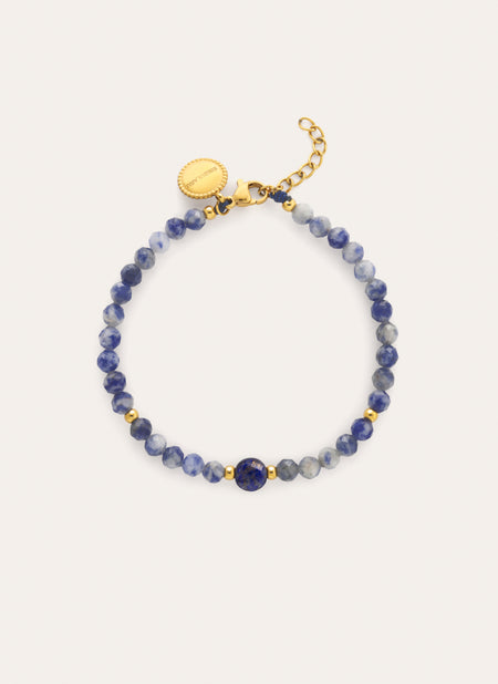 Pulsera Amulet Cianita Acero Baño Oro