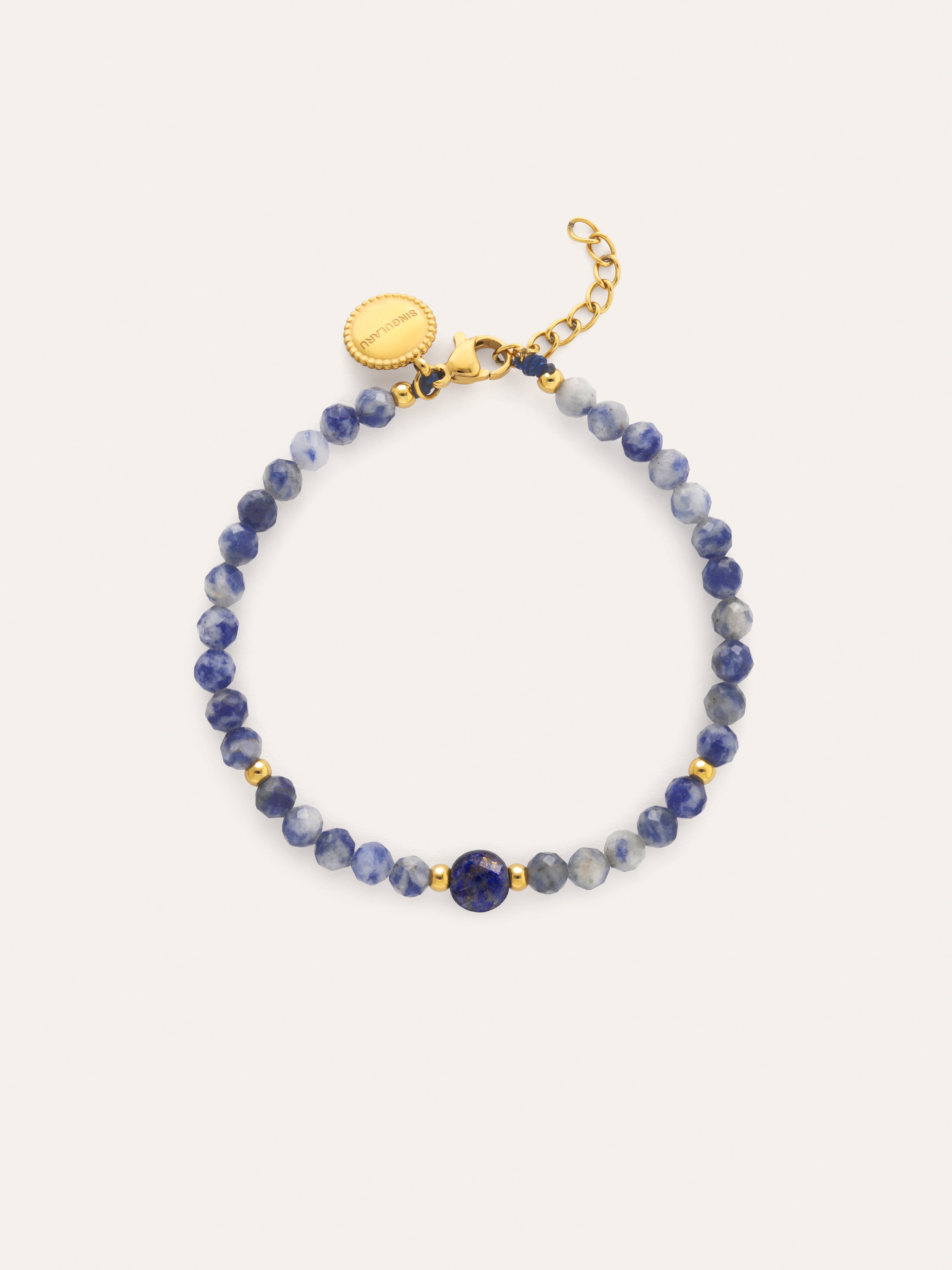 Pulsera Amulet Cianita Acero Baño Oro