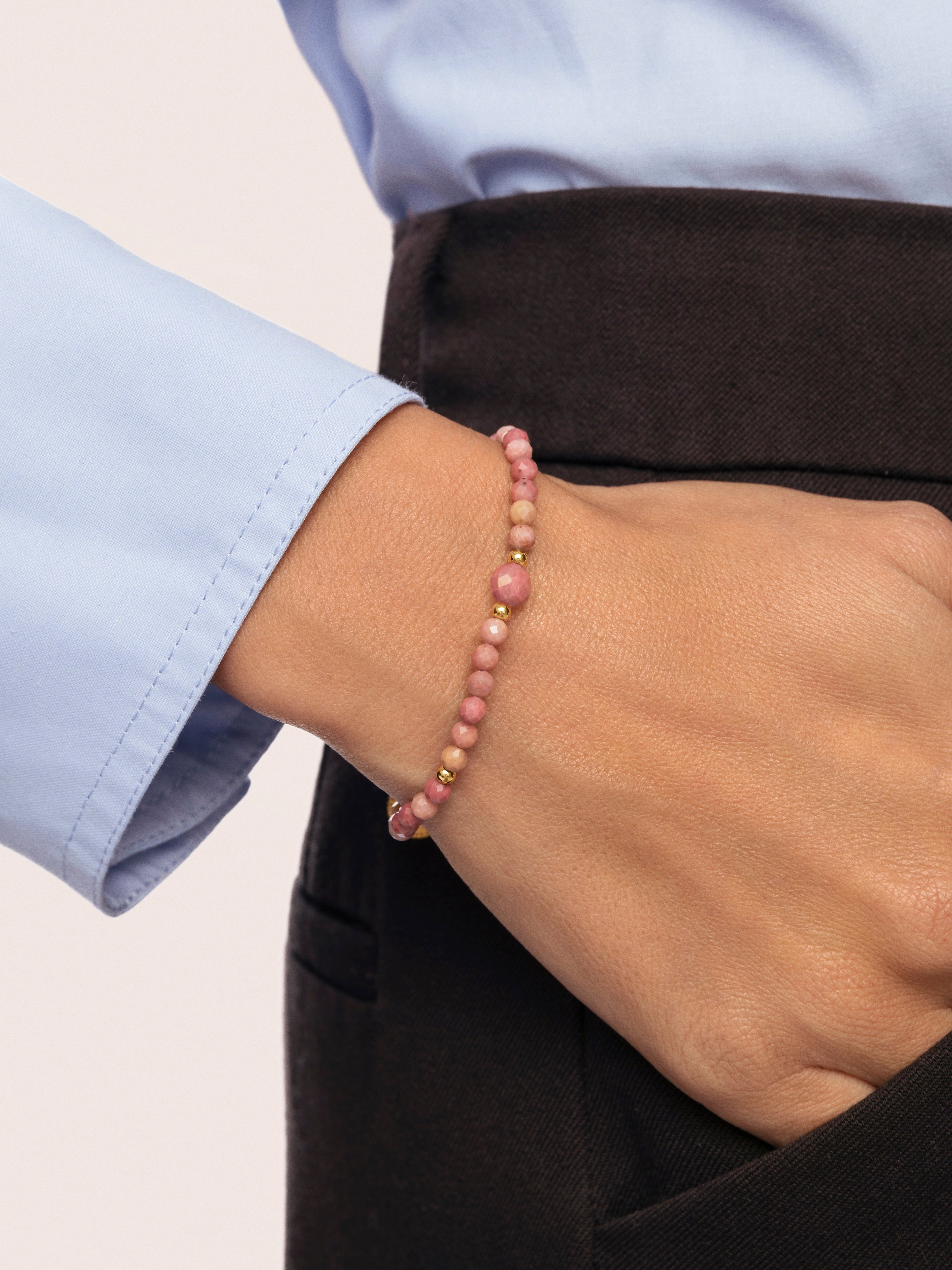 Amulet Rodocrosita Stainless Steel Gold Bracelet