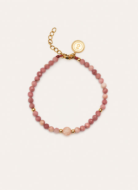 Amulet Rhodochrosit Armband Edelstahl, vergoldet 