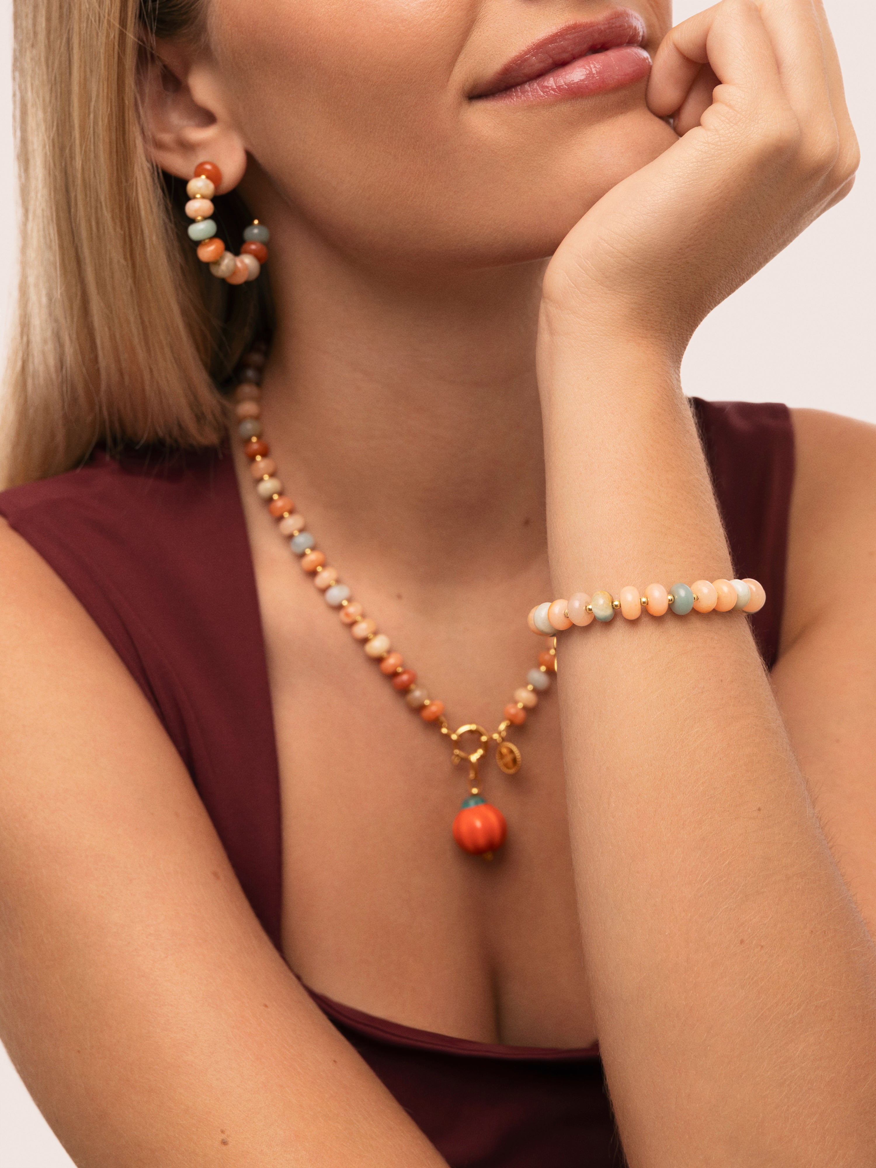 Collar Pumpkin Stones Acero Baño Oro