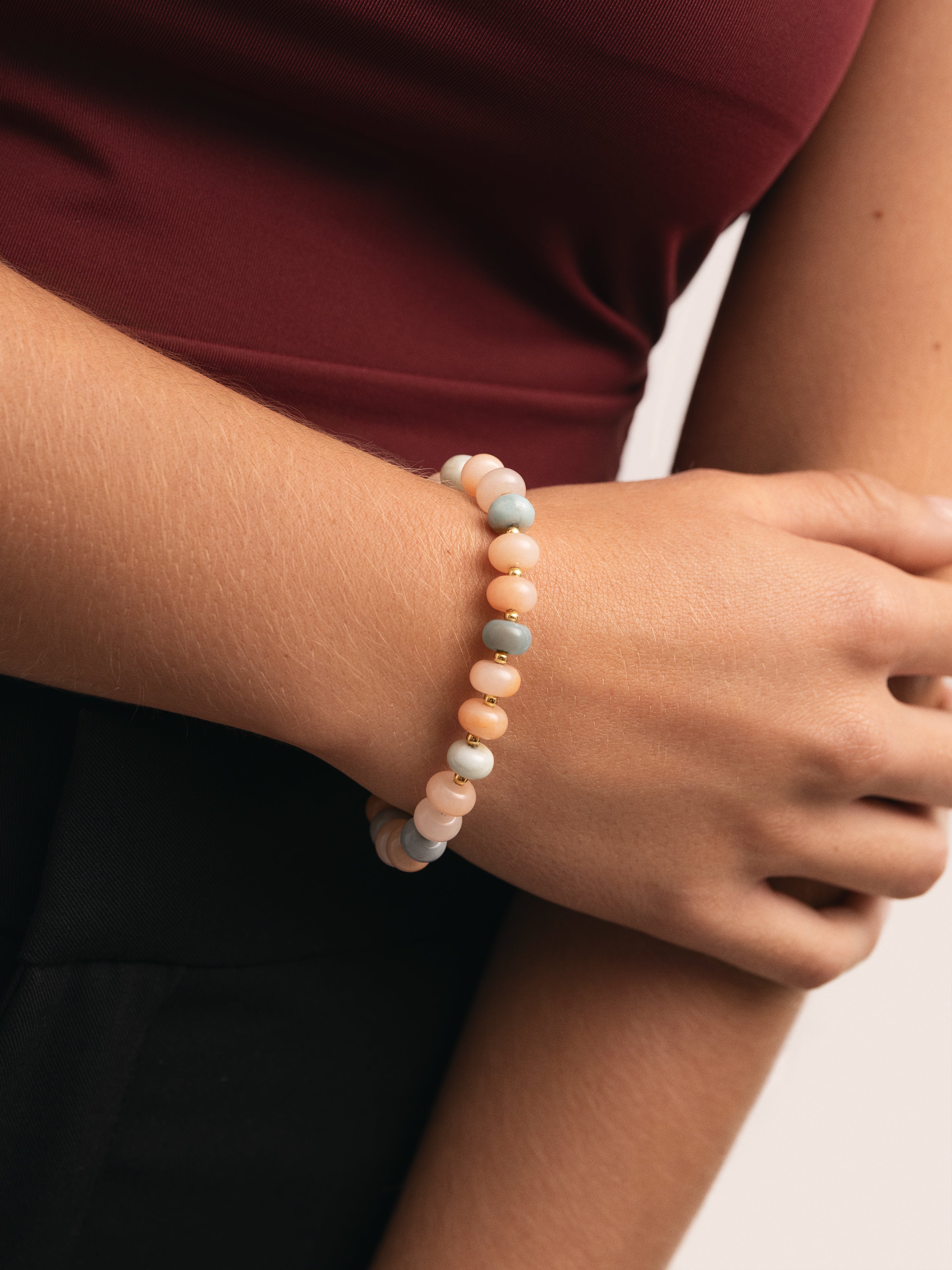 Ambar Stones Stainless Steel Gold Bracelet