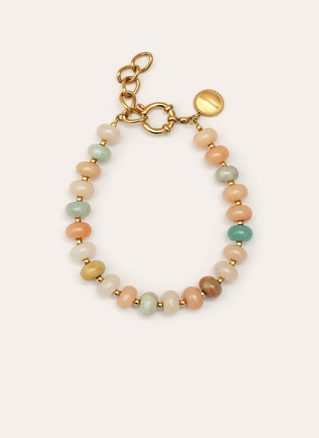 Pulsera Ámbar Stones Acero Baño Oro