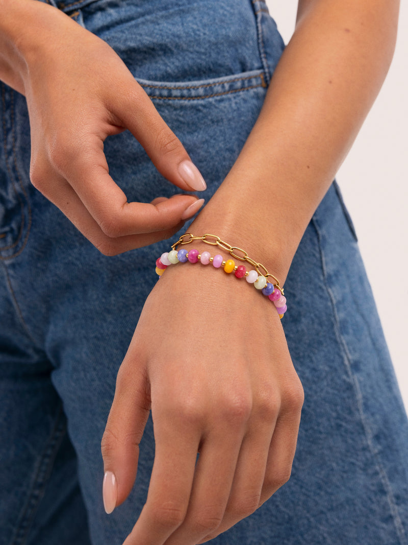 Pulseira Bali Chic Stones Aço Banhada a Ouro