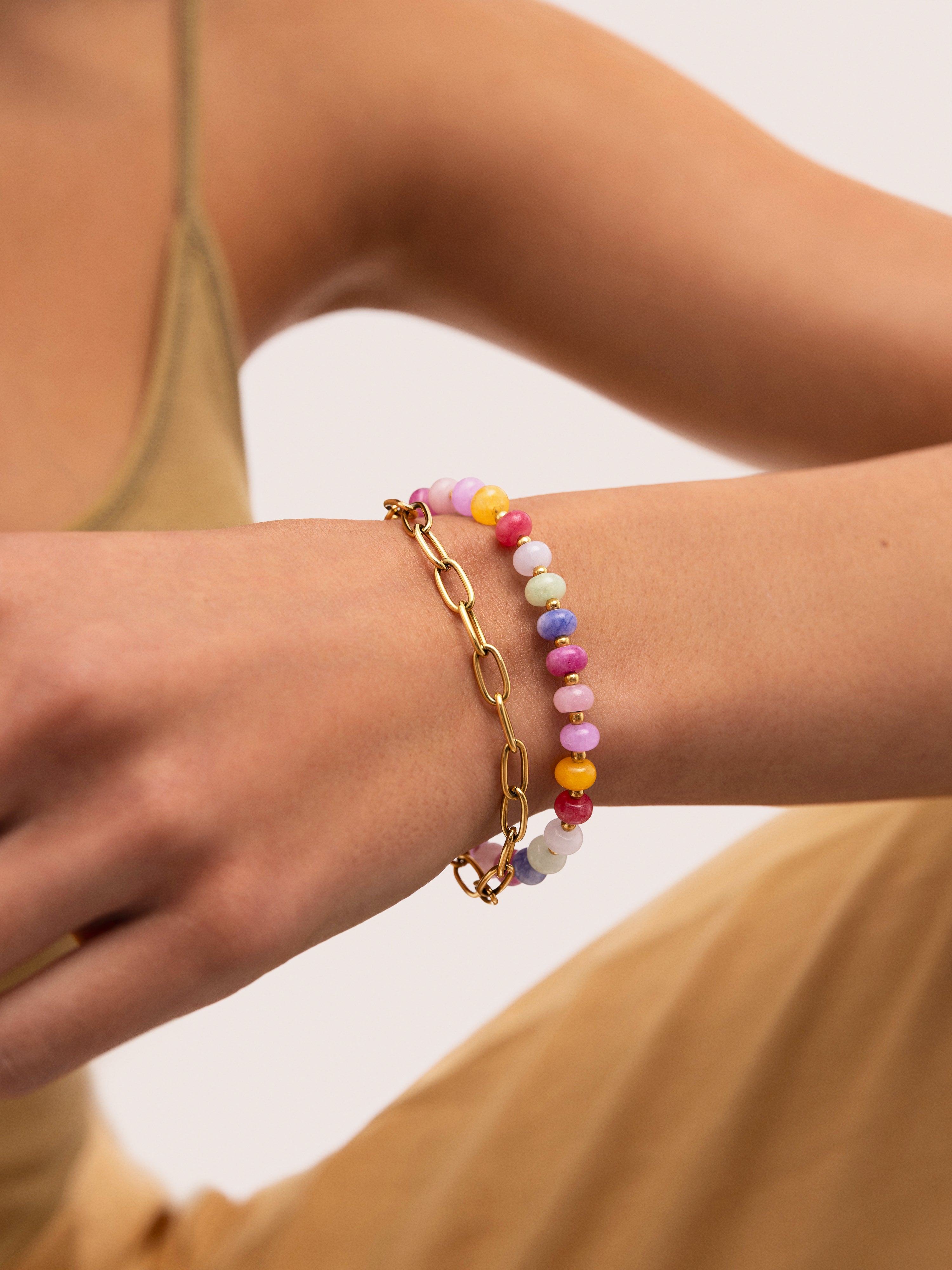 Pulseira Bali Chic Stones Aço Banhada a Ouro