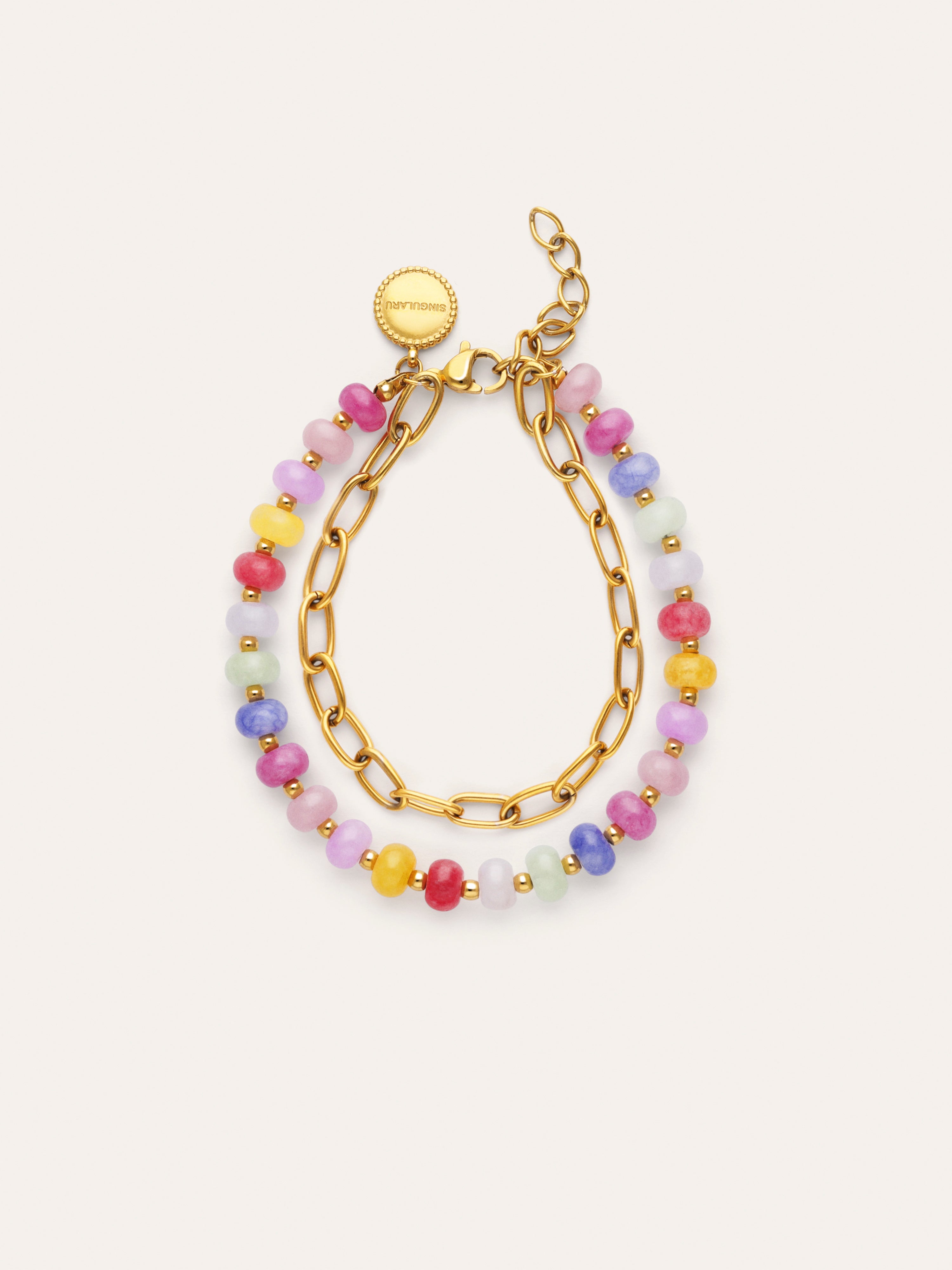 Pulseira Bali Chic Stones Aço Banhada a Ouro