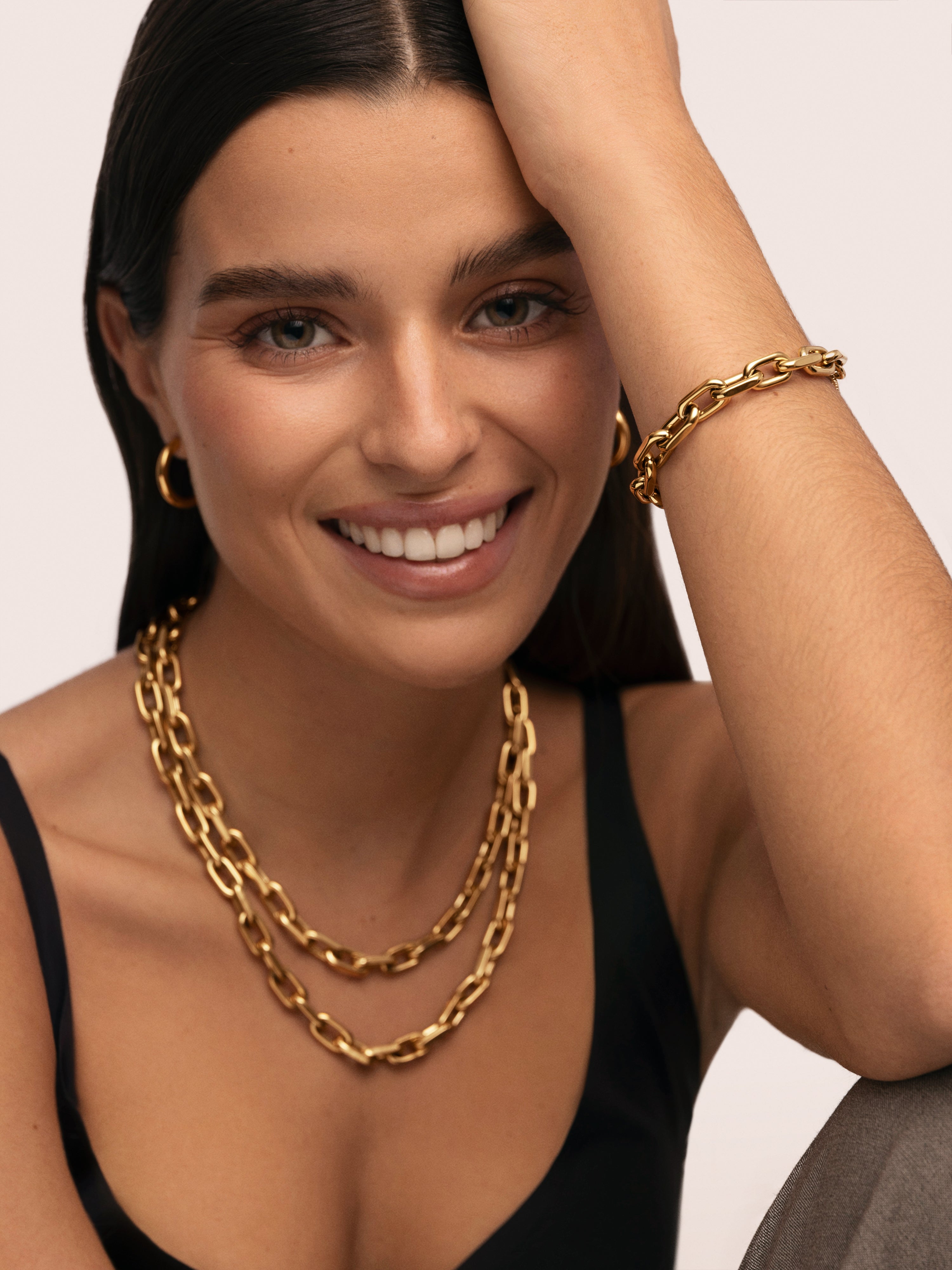 Pulsera Big Link Acero Baño Oro