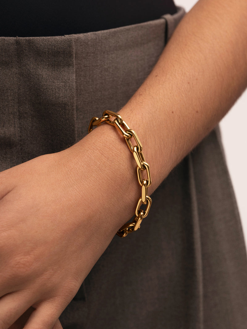 Pulsera Big Link Acero Baño Oro