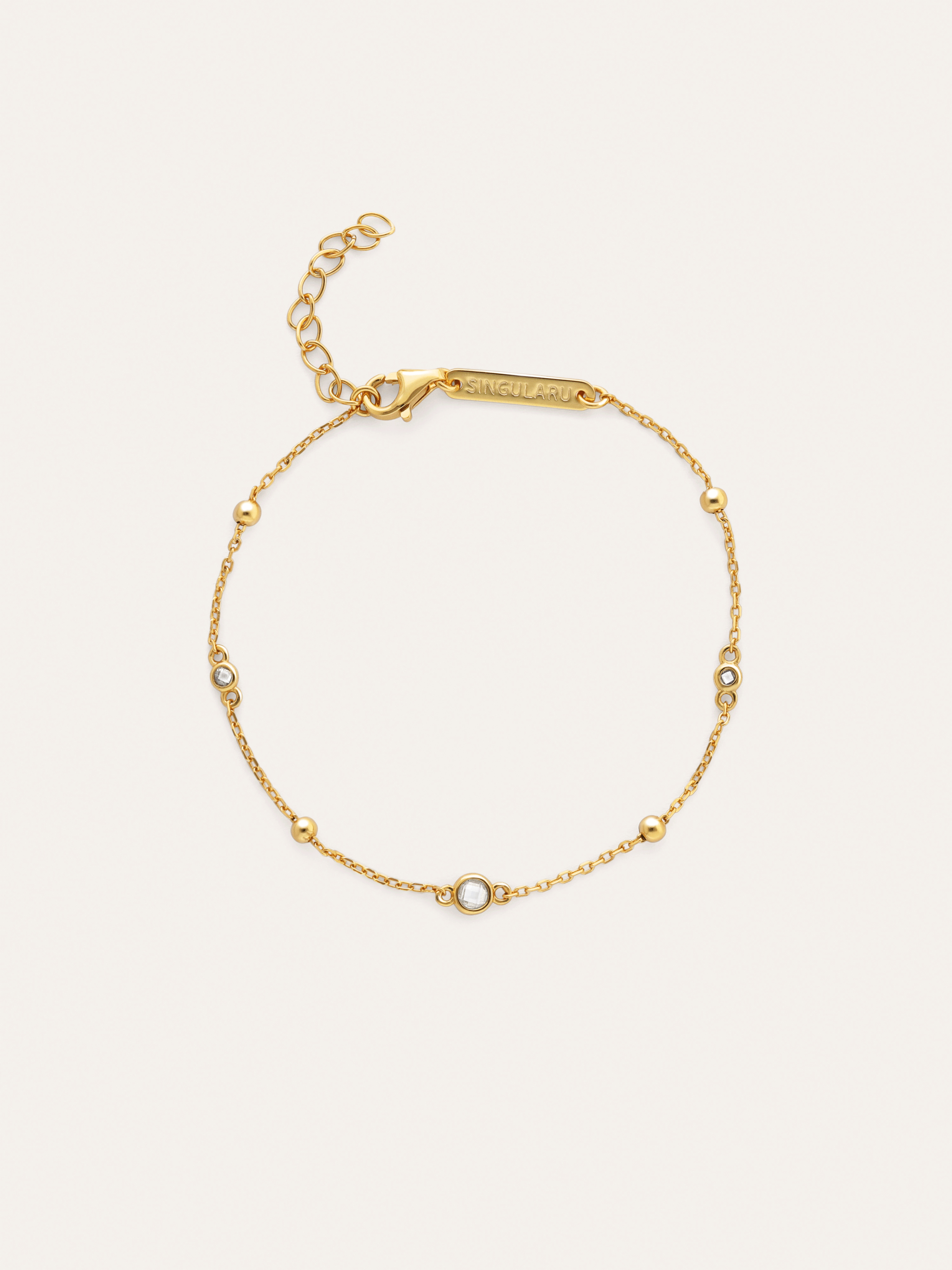 Pulsera Birthstone Plata Baño Oro