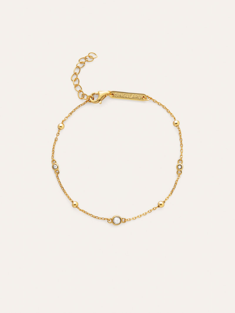 Pulsera Birthstone Plata Baño Oro
