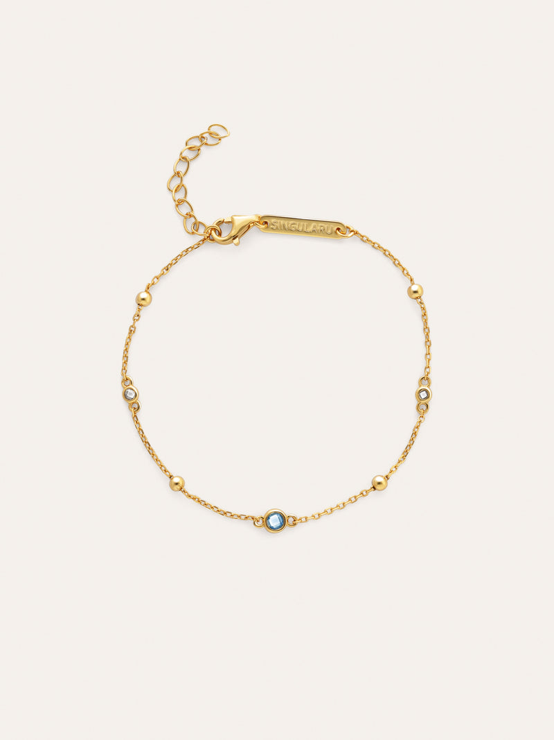 Pulsera Birthstone Plata Baño Oro