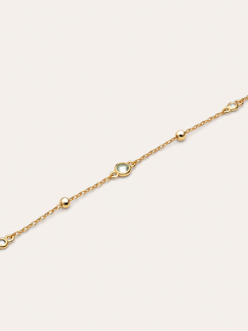 Pulsera Birthstone Plata Baño Oro