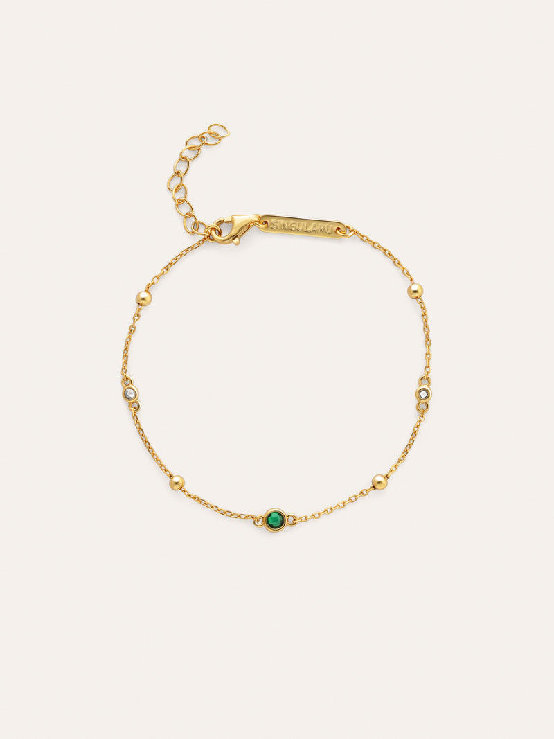 Pulsera Birthstone Plata Baño Oro