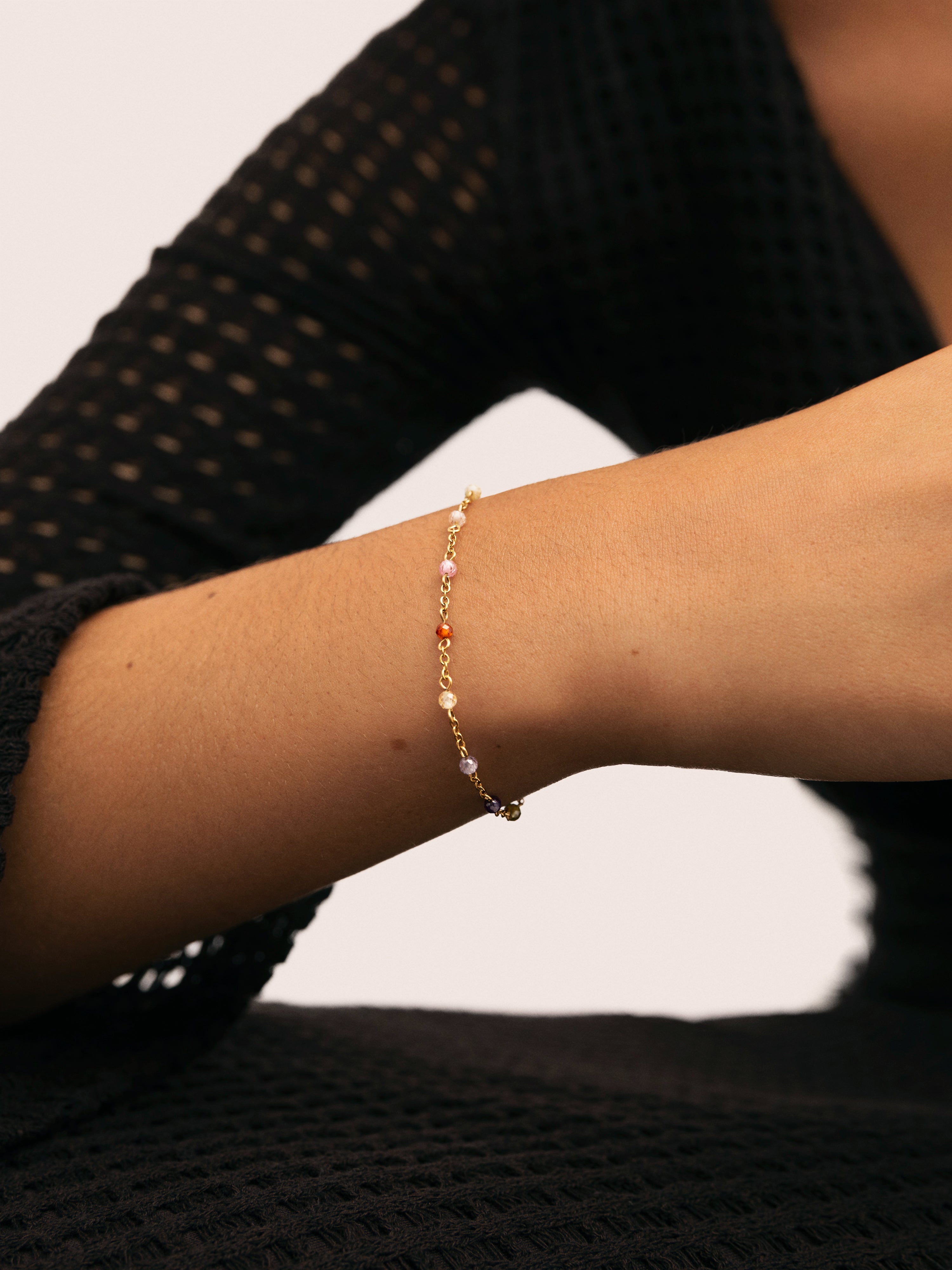 Crystal Colors Sunset Stainless Steel Gold Bracelet