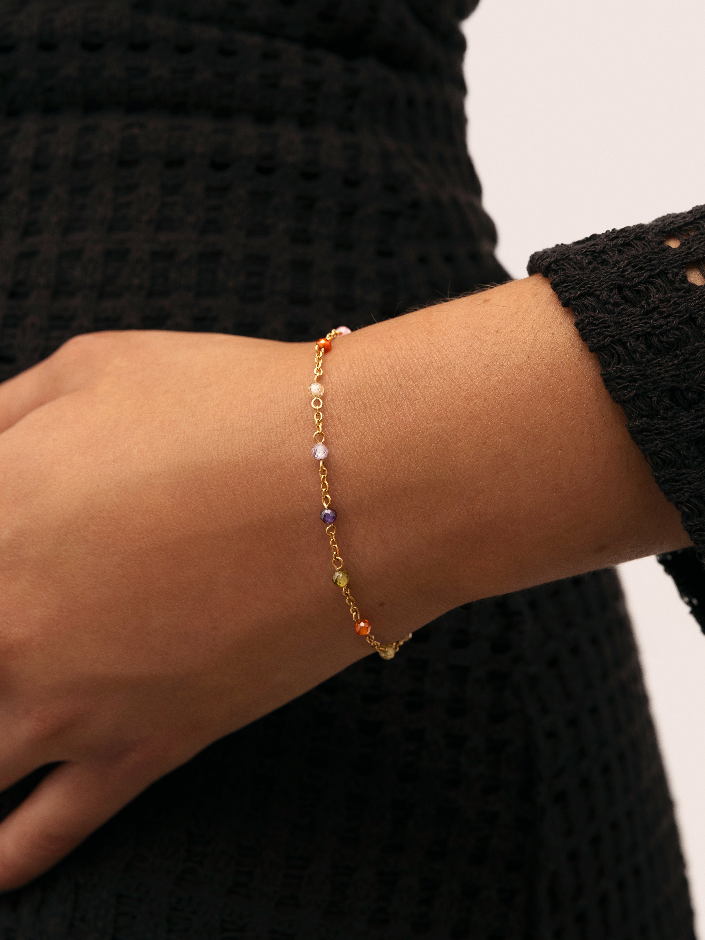 Crystal Colors Sunset Stainless Steel Gold Bracelet