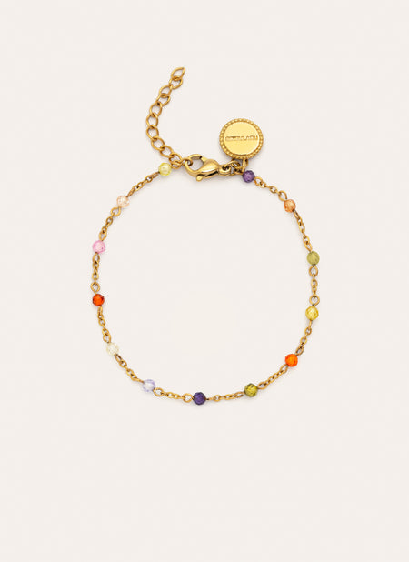 Pulsera Crystal Colors Atardecer Acero Baño Oro