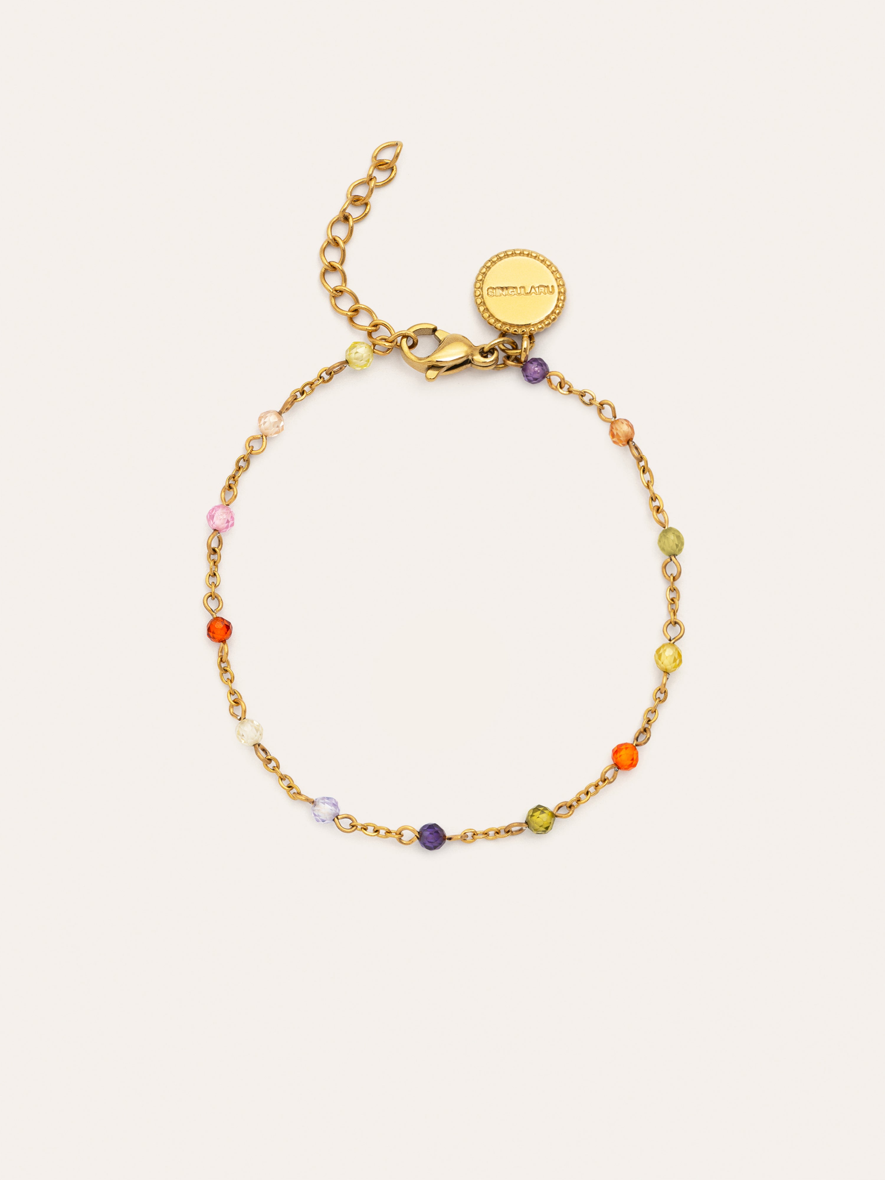 Crystal Colors Sunset Stainless Steel Gold Bracelet