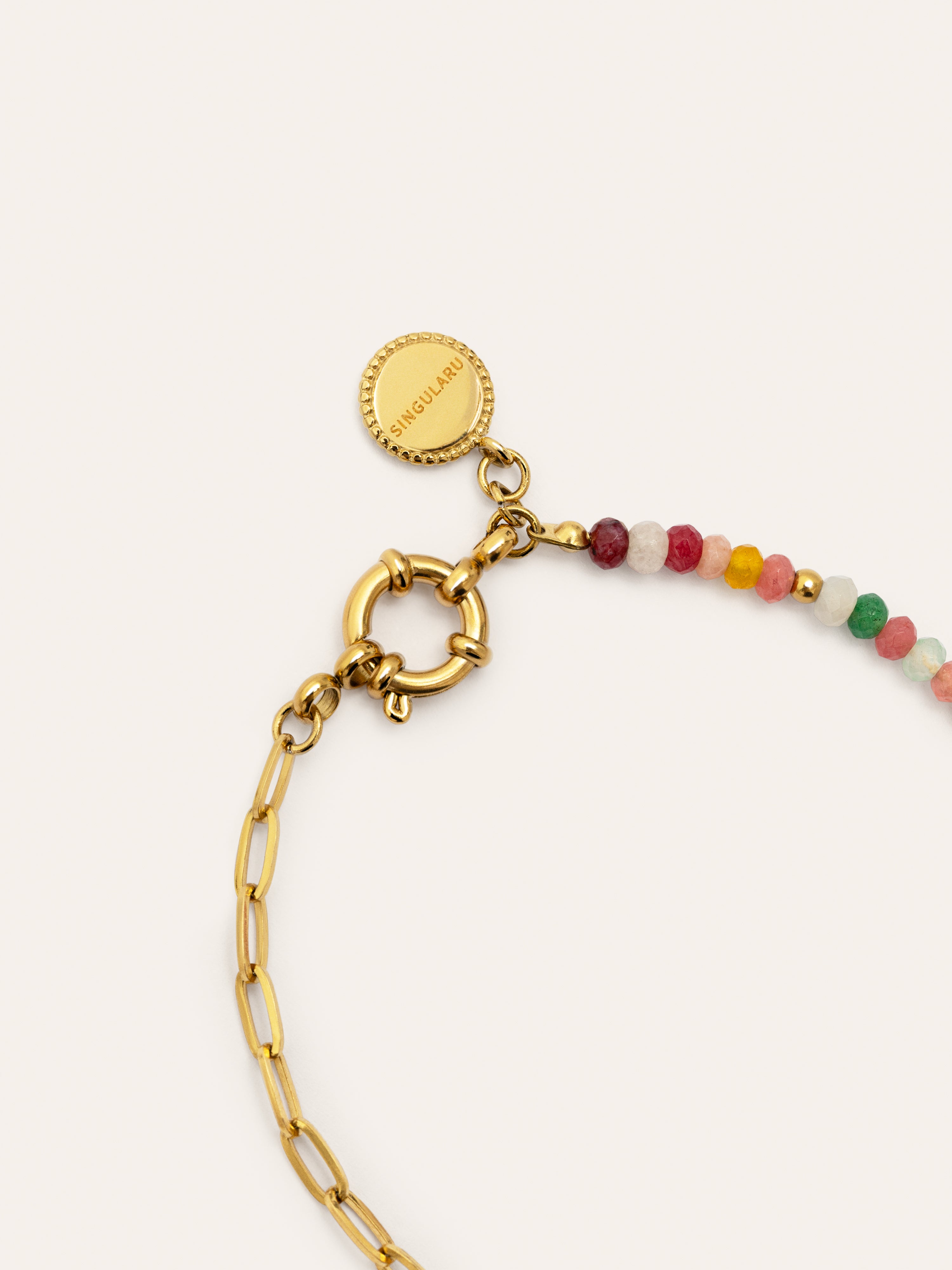 Pulsera Amalia De Acero Bañado En Oro 18Kt - Con Cristales, 18 Cm, Joya Para Mujer Elegante