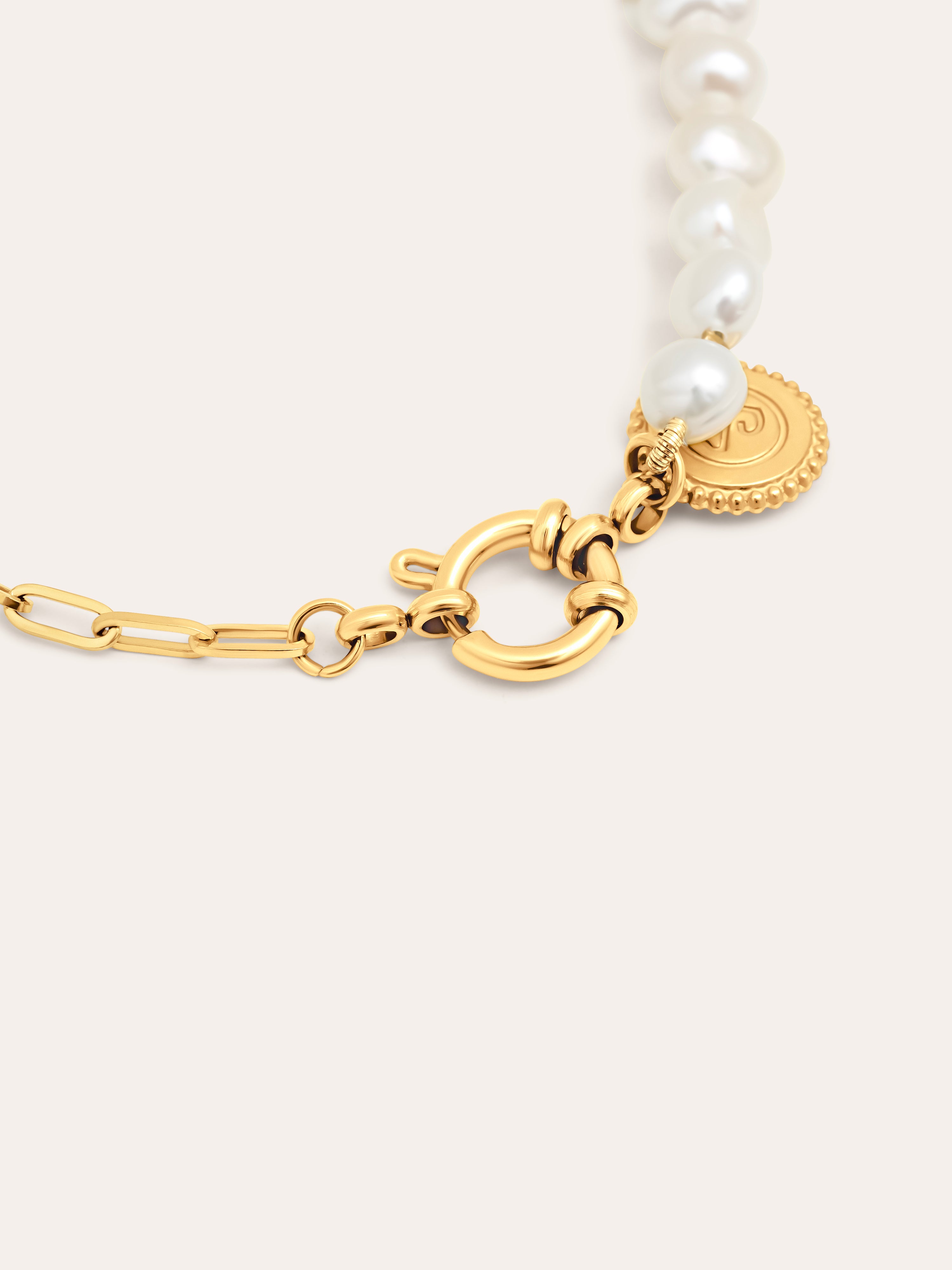 Pulsera Chic Pearl Acero Baño Oro