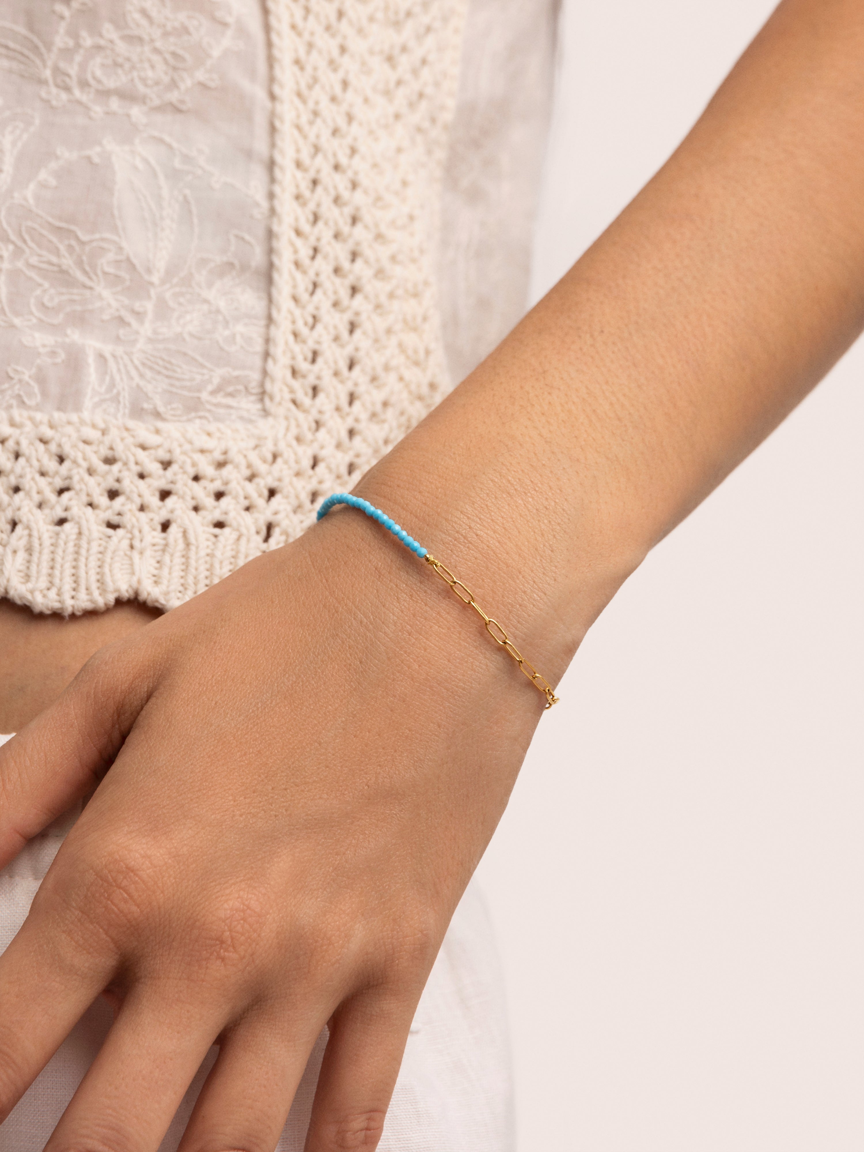 Chic Turquoise Stainless Steel Gold Bracelet