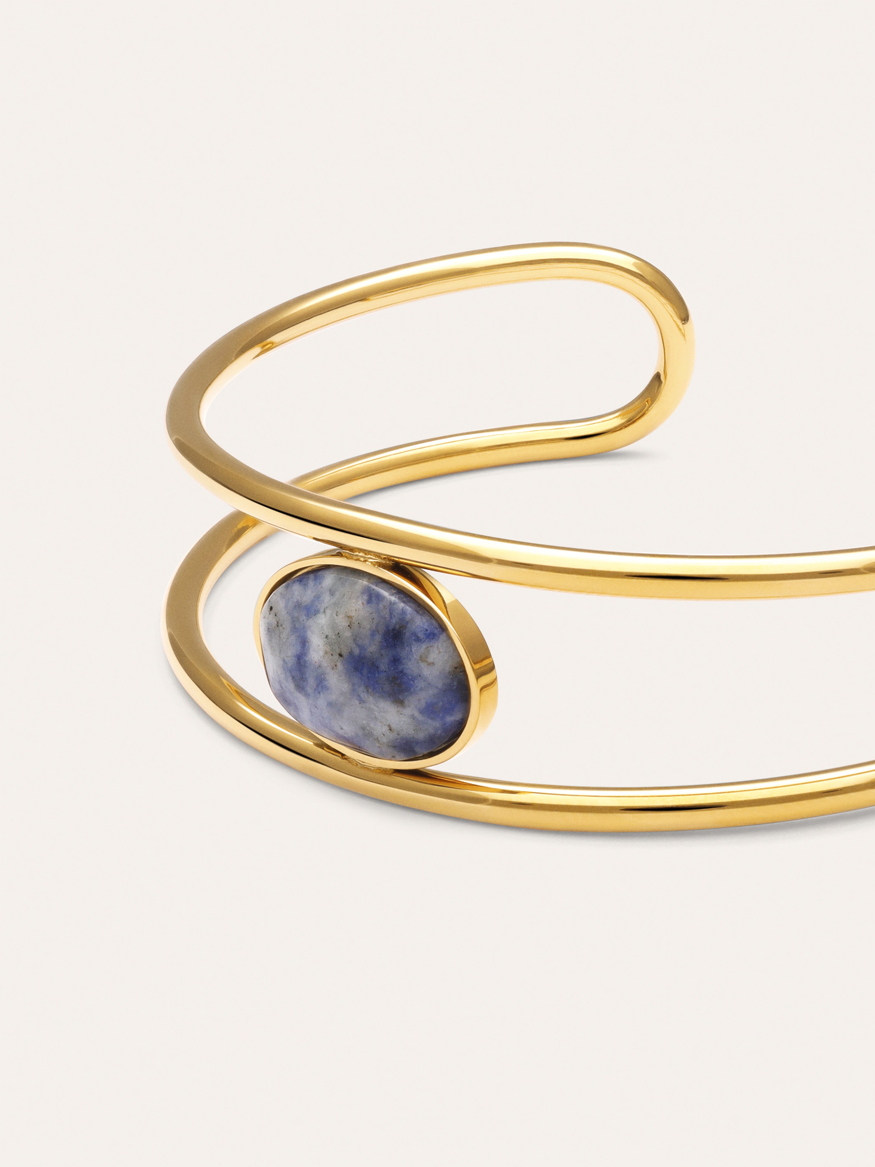 Bracciale Rigido in Cianite, Acciaio con placcatura in Oro