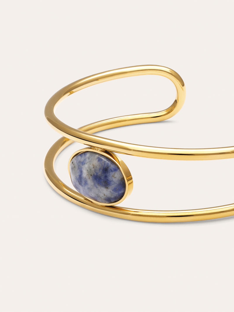 Bracciale Rigido in Cianite, Acciaio con placcatura in Oro