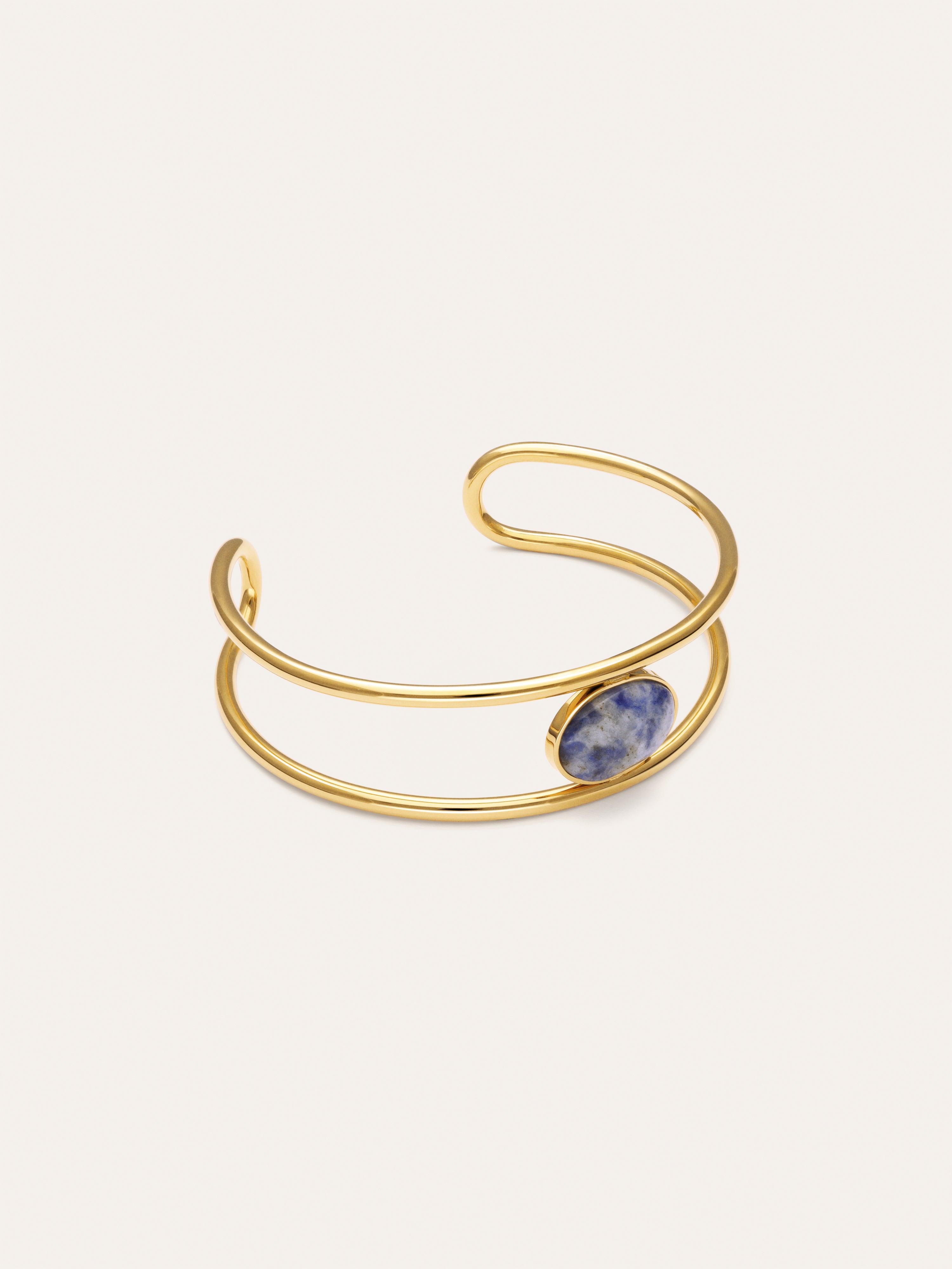 Bracciale Rigido in Cianite, Acciaio con placcatura in Oro
